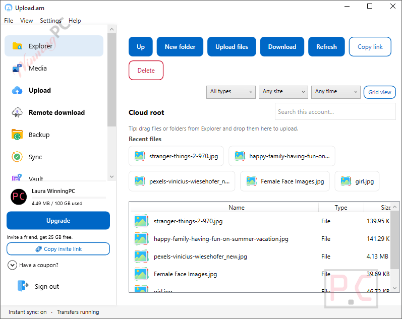 upload.am Main Screenshot
